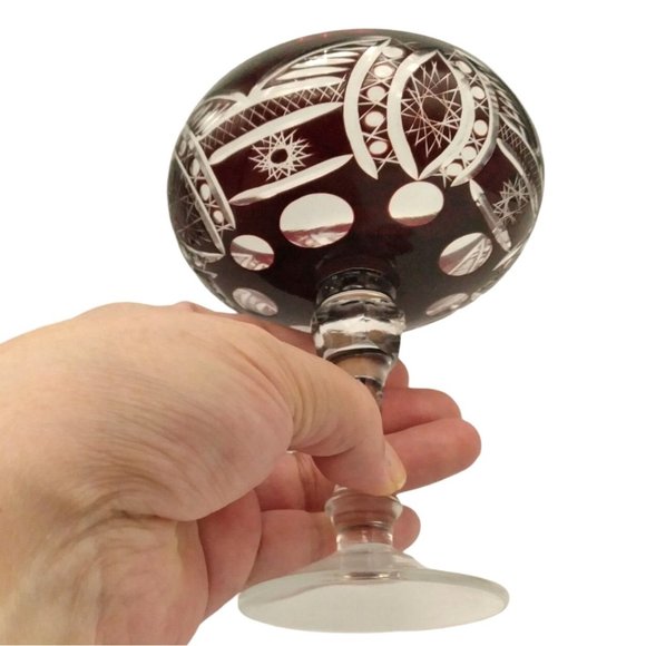 Rare Vintage Ruby Crystal Champagne Glass 1pc - Picture 3 of 5